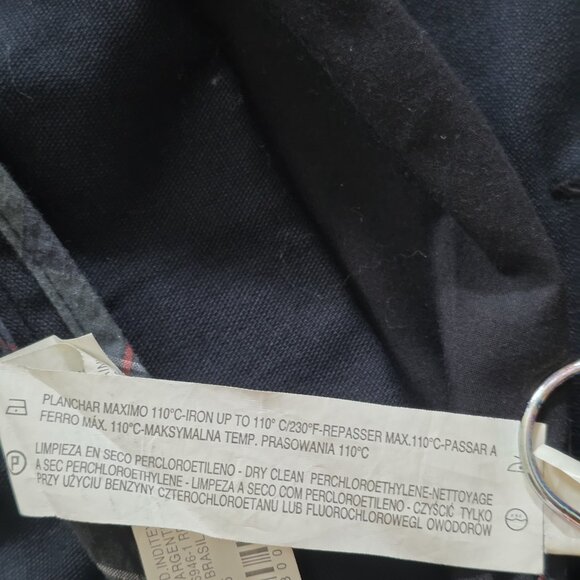 Zara Trench Coat Men XL Navy Double Breasted Vented Twill Cotton Unlined Pockets - Picture 12 of 16